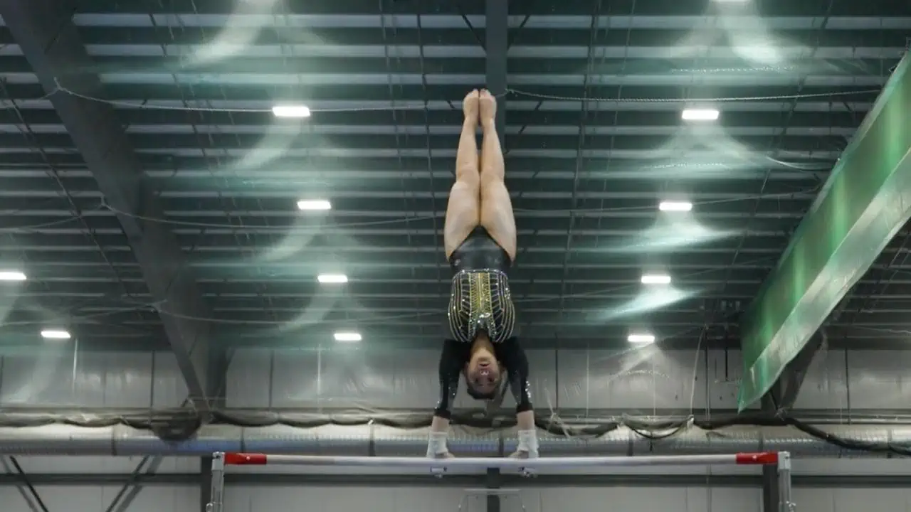 gymnast on the uneven bars