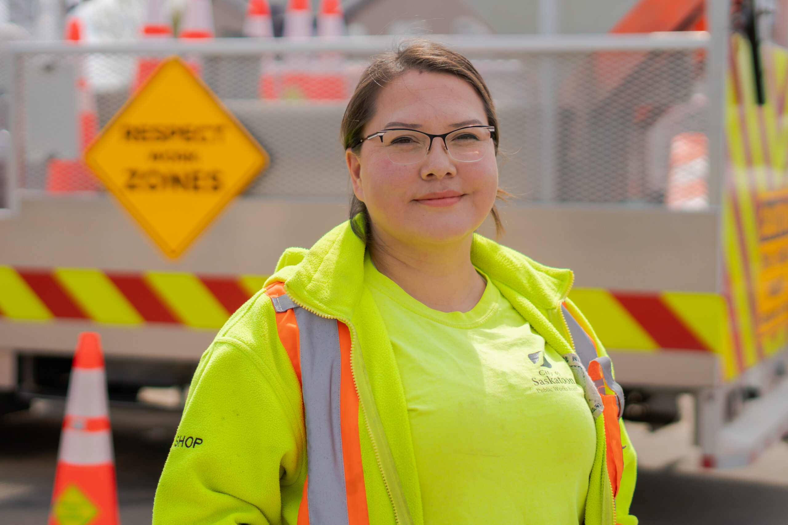 construction worker smiling at camera